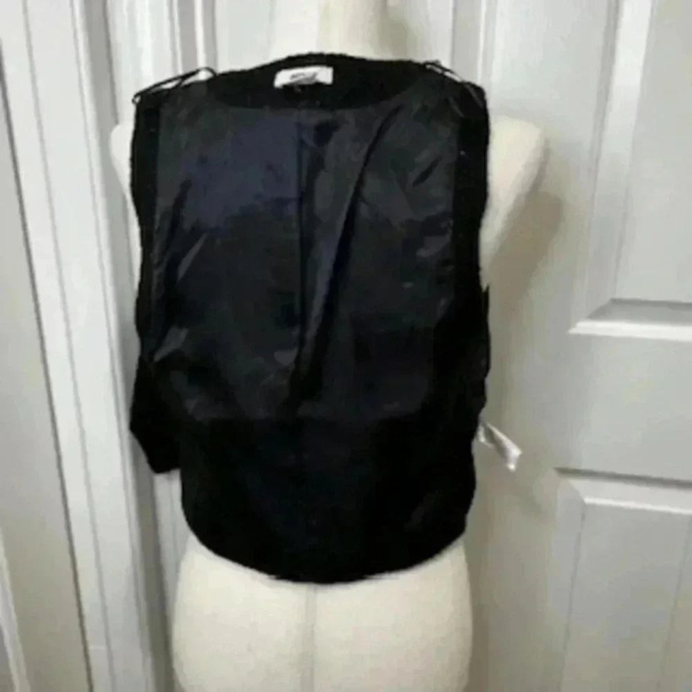 NEW Jason Wu V-neck 3 Button Black Tweed Metallic Vest Women’s Sz Medium‎ NWT
